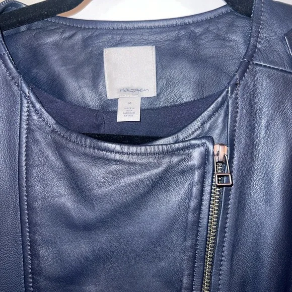 Halogen real leather navy moto jacket. Buttery soft and beautiful! - Picture 3 of 5